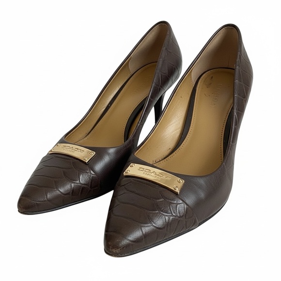 Coach Shoes - Vintage Coach Dark Brown Leather Heels
